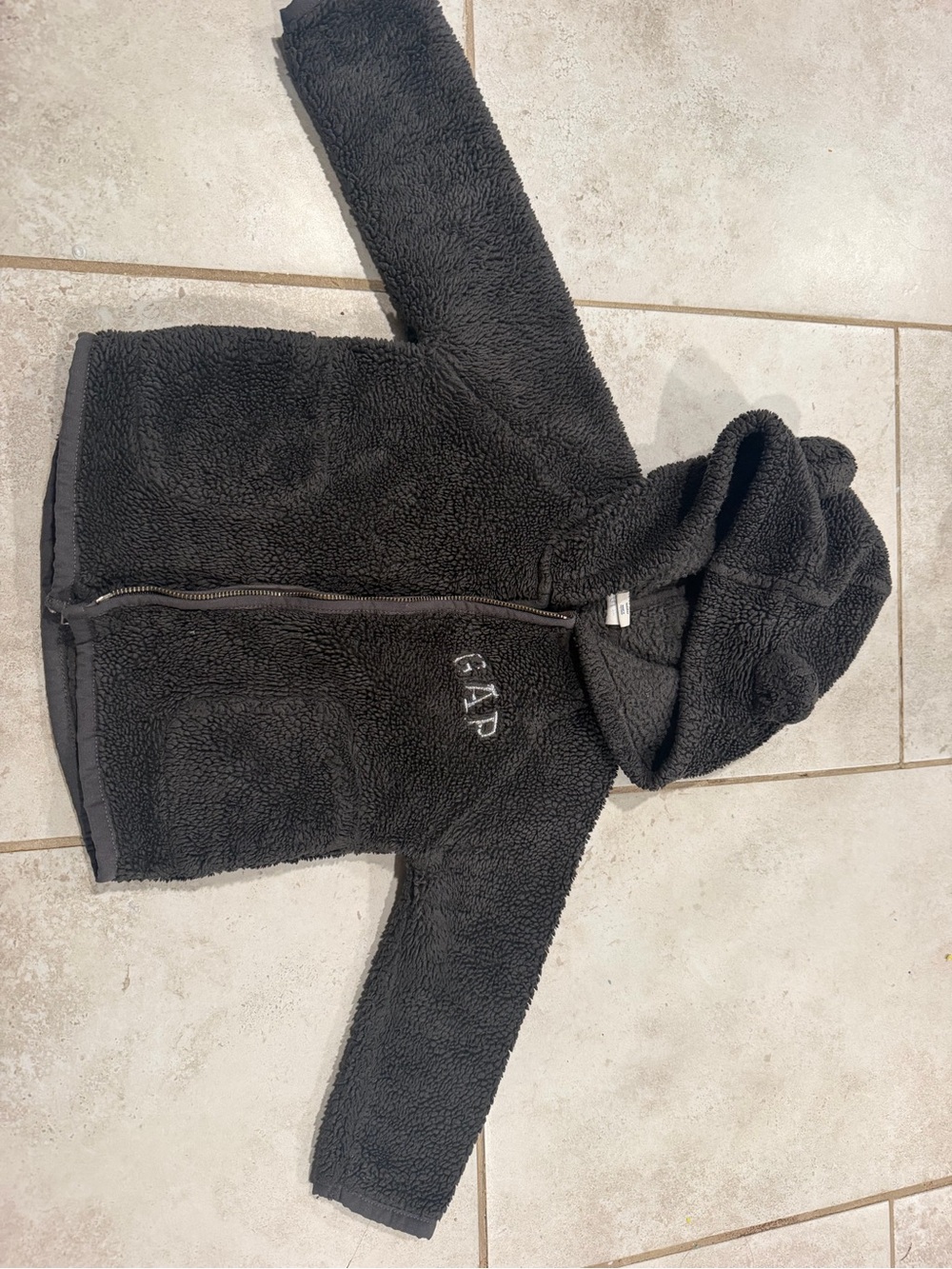 GAP Black Sherpa Hooded Puffer Jacket